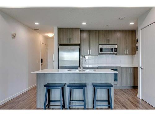 205-1629 38 Street Sw, Calgary, AB - Indoor Photo Showing Kitchen With Stainless Steel Kitchen With Upgraded Kitchen