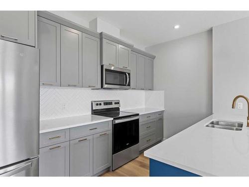 111 Seton Row Se, Calgary, AB - Indoor Photo Showing Kitchen With Double Sink