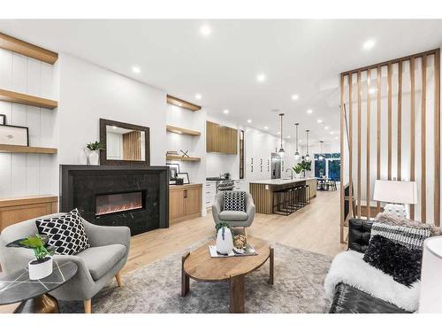 2110 Broadview Road Nw, Calgary, AB - Indoor Photo Showing Living Room With Fireplace