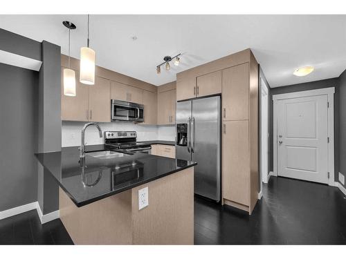 3203-240 Skyview Ranch Road Ne, Calgary, AB - Indoor Photo Showing Kitchen With Stainless Steel Kitchen With Upgraded Kitchen