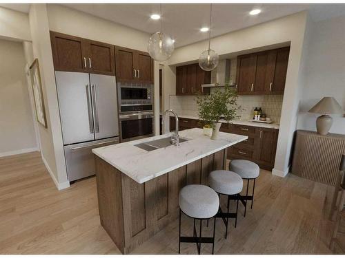 1504 3 Street Se, High River, AB - Indoor Photo Showing Kitchen With Double Sink With Upgraded Kitchen