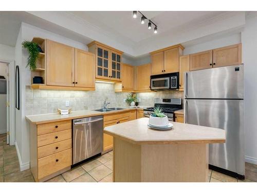 201-1315 12 Avenue Sw, Calgary, AB - Indoor Photo Showing Kitchen With Stainless Steel Kitchen With Double Sink