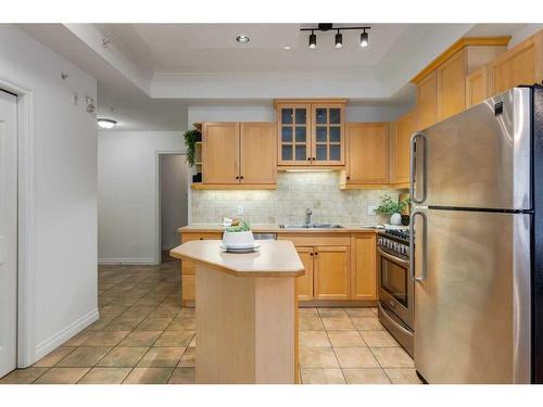 201-1315 12 Avenue Sw, Calgary, AB - Indoor Photo Showing Kitchen With Stainless Steel Kitchen With Double Sink