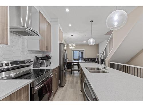 406-95 Skyview Close Ne, Calgary, AB - Indoor Photo Showing Kitchen With Stainless Steel Kitchen With Double Sink With Upgraded Kitchen