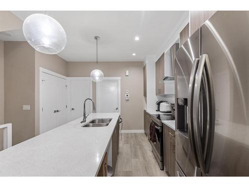 406-95 Skyview Close Ne, Calgary, AB - Indoor Photo Showing Kitchen With Stainless Steel Kitchen With Double Sink With Upgraded Kitchen