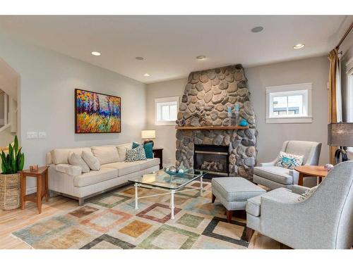 2022 7 Avenue Nw, Calgary, AB - Indoor Photo Showing Living Room With Fireplace