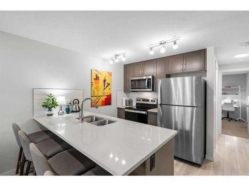 104-338 Seton Circle Se, Calgary, AB - Indoor Photo Showing Kitchen With Double Sink With Upgraded Kitchen