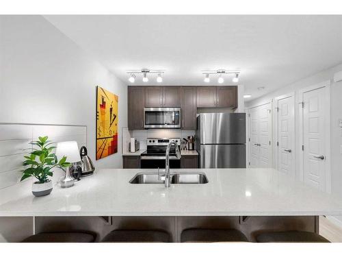 104-338 Seton Circle Se, Calgary, AB - Indoor Photo Showing Kitchen With Double Sink With Upgraded Kitchen