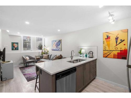 104-338 Seton Circle Se, Calgary, AB - Indoor Photo Showing Kitchen With Double Sink