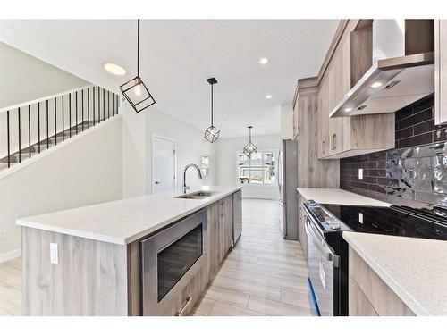 342 Midgrove Link Sw, Airdrie, AB - Indoor Photo Showing Kitchen With Double Sink With Upgraded Kitchen