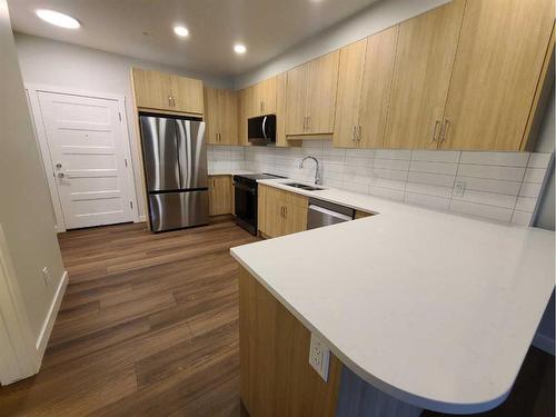 107-125 Wolf Hollow Crescent Se, Calgary, AB - Indoor Photo Showing Kitchen With Stainless Steel Kitchen With Double Sink