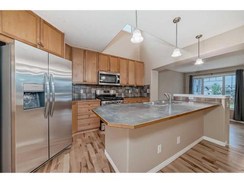 1005 New Brighton Gardens Se, Calgary, AB - Indoor Photo Showing Kitchen With Double Sink