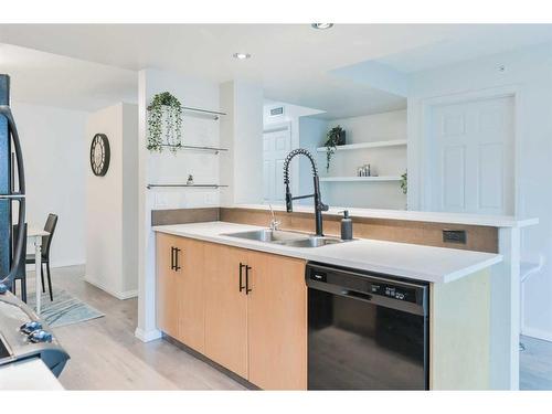 201-188 15 Avenue Sw, Calgary, AB - Indoor Photo Showing Kitchen With Double Sink