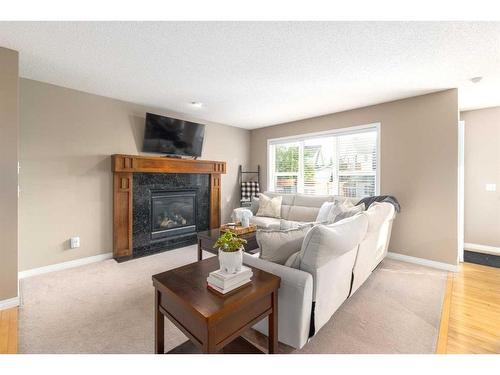 19 Copperfield Common Se, Calgary, AB - Indoor Photo Showing Living Room With Fireplace