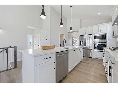 354 Baywater Common Sw, Airdrie, AB - Indoor Photo Showing Kitchen With Stainless Steel Kitchen With Upgraded Kitchen