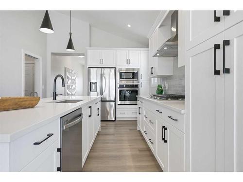 354 Baywater Common Sw, Airdrie, AB - Indoor Photo Showing Kitchen With Stainless Steel Kitchen With Upgraded Kitchen