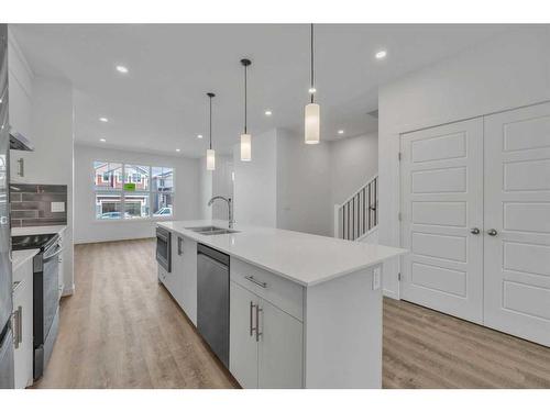 141 Corner Glen Way Ne, Calgary, AB - Indoor Photo Showing Kitchen With Double Sink With Upgraded Kitchen