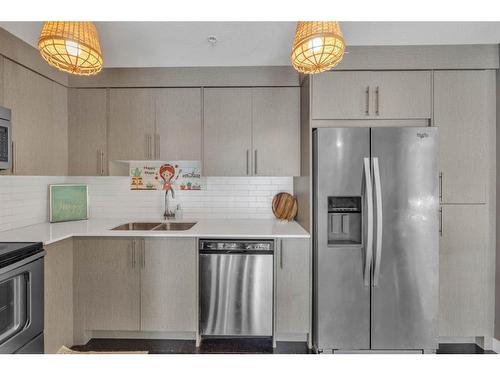 6203-302 Skyview Ranch Drive Ne, Calgary, AB - Indoor Photo Showing Kitchen With Stainless Steel Kitchen With Double Sink