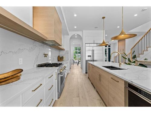 1521 8 Avenue Se, Calgary, AB - Indoor Photo Showing Kitchen With Double Sink With Upgraded Kitchen