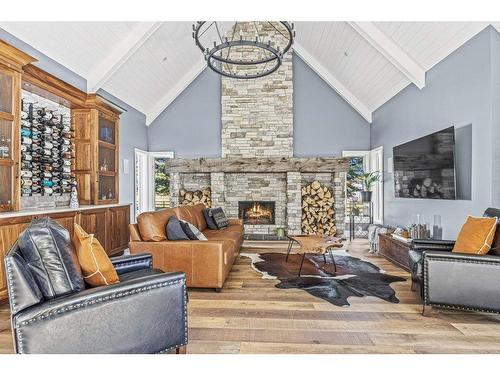 330008 Highway 22 West Highway, Rural Foothills County, AB - Indoor Photo Showing Living Room With Fireplace