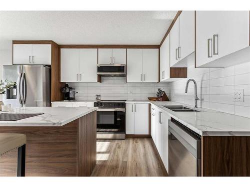 535 Markerville Road Ne, Calgary, AB - Indoor Photo Showing Kitchen With Stainless Steel Kitchen With Double Sink With Upgraded Kitchen