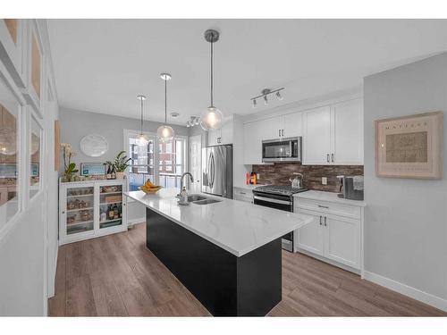 859 Cranston Avenue Se, Calgary, AB - Indoor Photo Showing Kitchen With Stainless Steel Kitchen With Double Sink With Upgraded Kitchen