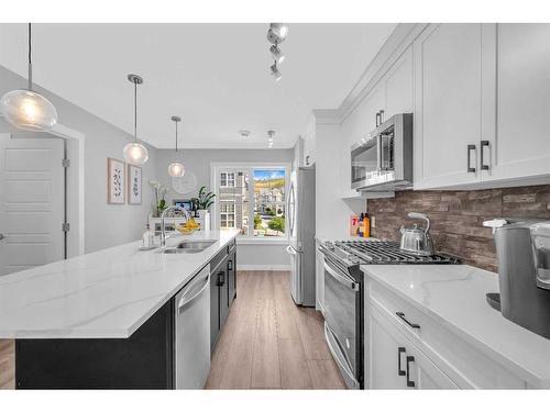 859 Cranston Avenue Se, Calgary, AB - Indoor Photo Showing Kitchen With Double Sink With Upgraded Kitchen