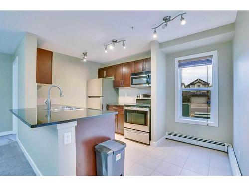 201-195 Kincora Glen Road Ne, Calgary, AB - Indoor Photo Showing Kitchen With Double Sink