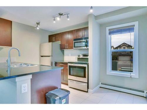 201-195 Kincora Glen Road Ne, Calgary, AB - Indoor Photo Showing Kitchen With Double Sink