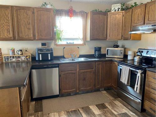 96 Barrett Drive, Red Deer, AB - Indoor Photo Showing Kitchen With Stainless Steel Kitchen With Double Sink