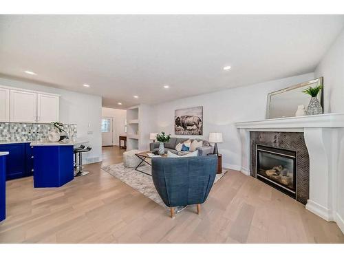 58 Kincora Manor Nw, Calgary, AB - Indoor Photo Showing Living Room With Fireplace