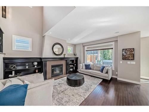 358 Mahogany Terrace Se, Calgary, AB - Indoor Photo Showing Living Room With Fireplace