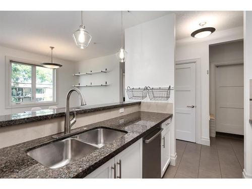 201-518 33 Street Nw, Calgary, AB - Indoor Photo Showing Kitchen With Double Sink