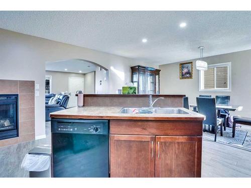 41 Taralake Terrace Ne, Calgary, AB - Indoor Photo Showing Kitchen With Fireplace With Double Sink