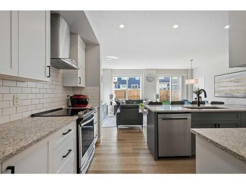 124 Masters Street Se, Calgary, AB - Indoor Photo Showing Kitchen With Stainless Steel Kitchen With Upgraded Kitchen