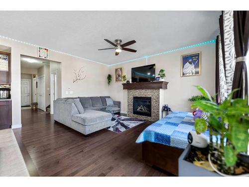 545 Saddlelake Drive Ne, Calgary, AB - Indoor Photo Showing Living Room With Fireplace