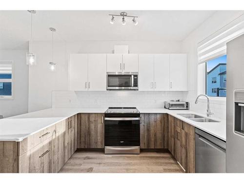 275 Redstone Boulevard Ne, Calgary, AB - Indoor Photo Showing Kitchen With Stainless Steel Kitchen With Double Sink With Upgraded Kitchen