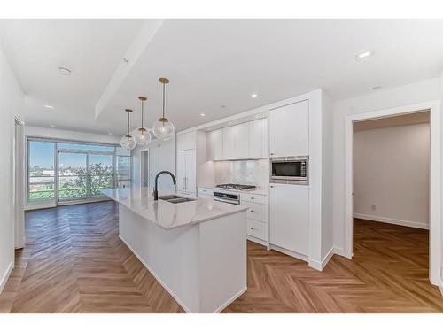 317-8505 Broadcast Avenue Sw, Calgary, AB - Indoor Photo Showing Kitchen With Double Sink With Upgraded Kitchen