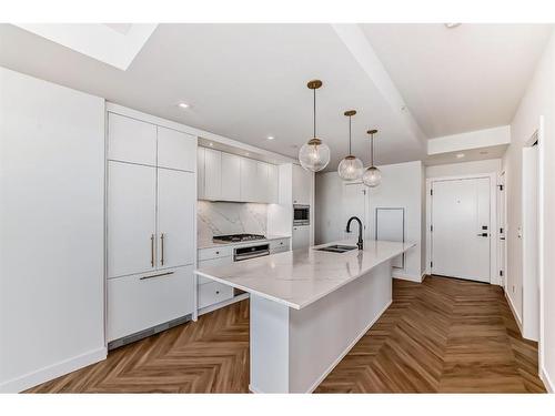 317-8505 Broadcast Avenue Sw, Calgary, AB - Indoor Photo Showing Kitchen With Double Sink With Upgraded Kitchen