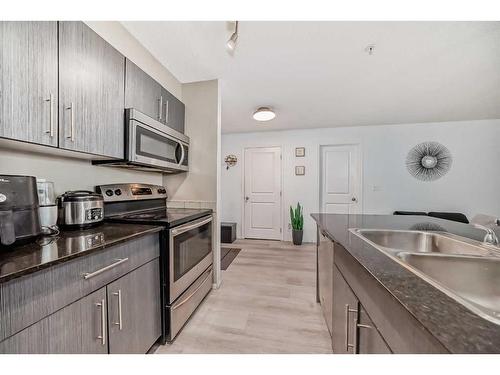 216-5 Saddlestone Way Ne, Calgary, AB - Indoor Photo Showing Kitchen With Stainless Steel Kitchen With Double Sink With Upgraded Kitchen