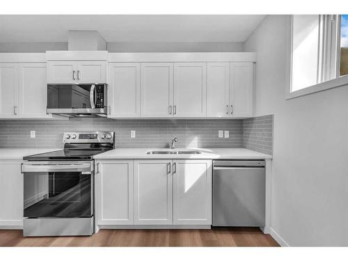 160 Setonstone Manor Se, Calgary, AB - Indoor Photo Showing Kitchen With Double Sink