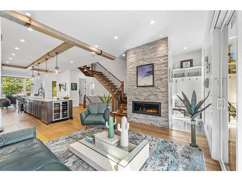 724 36 Street Nw, Calgary, AB - Indoor Photo Showing Living Room With Fireplace