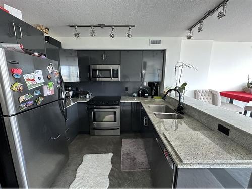 1802-188 15 Avenue Sw, Calgary, AB - Indoor Photo Showing Kitchen With Double Sink