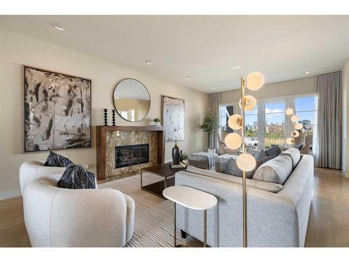 305 33 Avenue Sw, Calgary, AB - Indoor Photo Showing Living Room With Fireplace