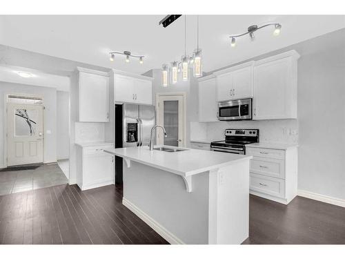 1186 Evanston Drive Nw, Calgary, AB - Indoor Photo Showing Kitchen With Stainless Steel Kitchen With Double Sink With Upgraded Kitchen