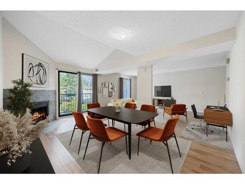 2007-3500 Varsity Drive Nw, Calgary, AB - Indoor Photo Showing Dining Room With Fireplace