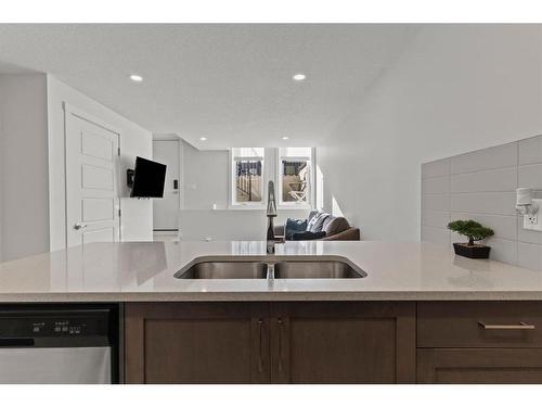 412-338 Seton Circle Se, Calgary, AB - Indoor Photo Showing Kitchen With Double Sink