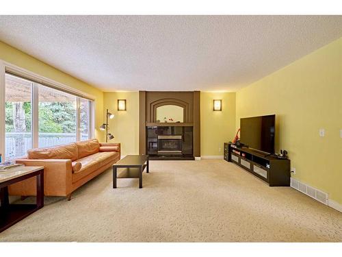 132 Evergreen Close Sw, Calgary, AB - Indoor Photo Showing Living Room With Fireplace