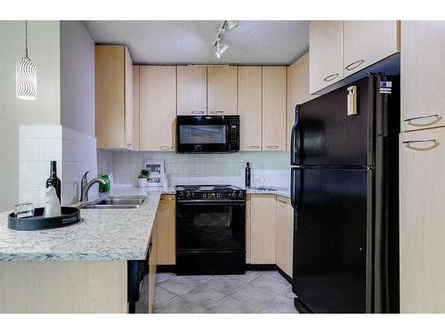 408-5115 Richard Road Sw, Calgary, AB - Indoor Photo Showing Kitchen With Double Sink