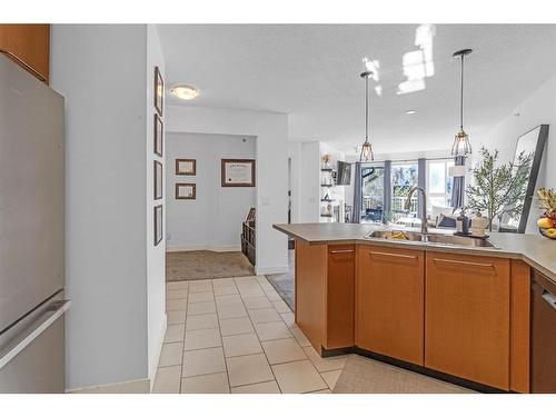 418-35 Richard Court Sw, Calgary, AB - Indoor Photo Showing Kitchen With Double Sink